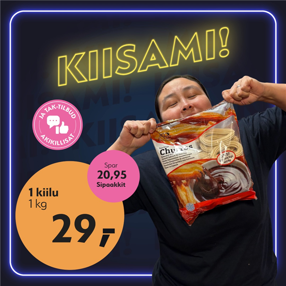 Churros 1kg ‼️‼️MALUGIUK AATSAAT TALLIMANNGORNEQ 30.10.2026 AASASSAAMMATA - bemærk det skal først afhentes fredag den 30.10.2026‼️‼️