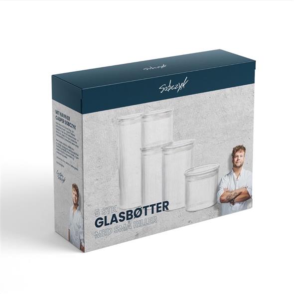 Opbevaringsbøtter med riller glas