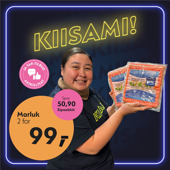 Surimi maki sticks 1kg ‼️‼️MALUGIUK AATSAAT TALLIMANNGORNEQ 30.10.2026 AASASSAAMMATA - bemærk det skal først afhentes fredag den 30.10.2026‼️‼️