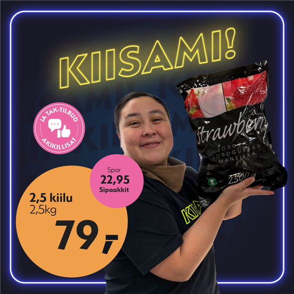Jordbær 2,5kg‼️‼️MALUGIUK AATSAAT TALLIMANNGORNEQ 30.10.2026 AASASSAAMMATA - bemærk det skal først afhentes fredag den 30.10.2026‼️‼️