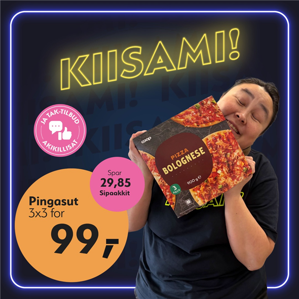Coop pizza bolognese 900gr ‼️‼️MALUGIUK AATSAAT TALLIMANNGORNEQ 30.10.2026 AASASSAAMMATA - bemærk det skal først afhentes fredag den 30.10.2026‼️‼️
